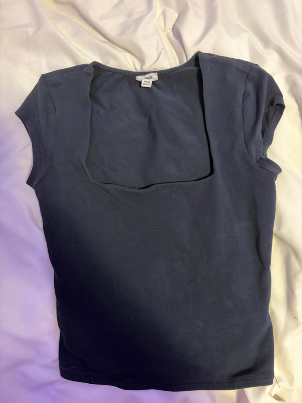 Women’s Navy Square-Neck Cap Sleeve Top